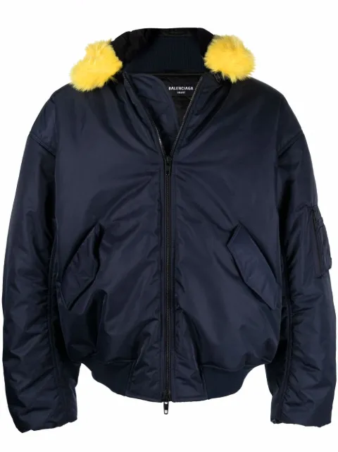 balenciaga 人造皮草飞行员夹克