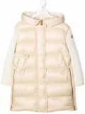 Moncler Enfant padded body ribbed-sleeve long coat - Neutrals