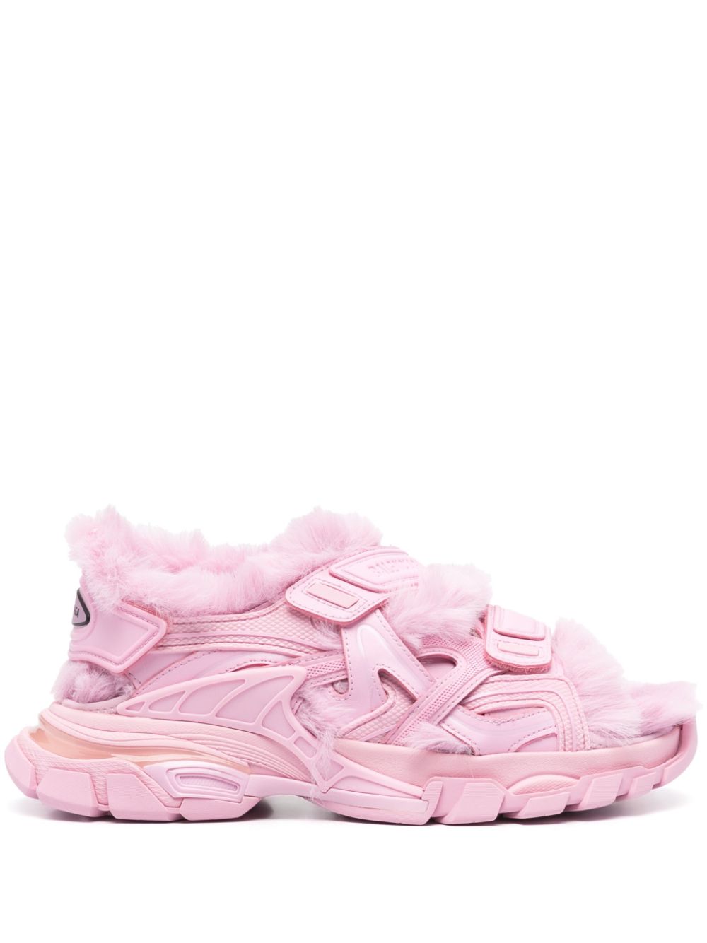 Balenciaga faux-fur Track sandals - Pink