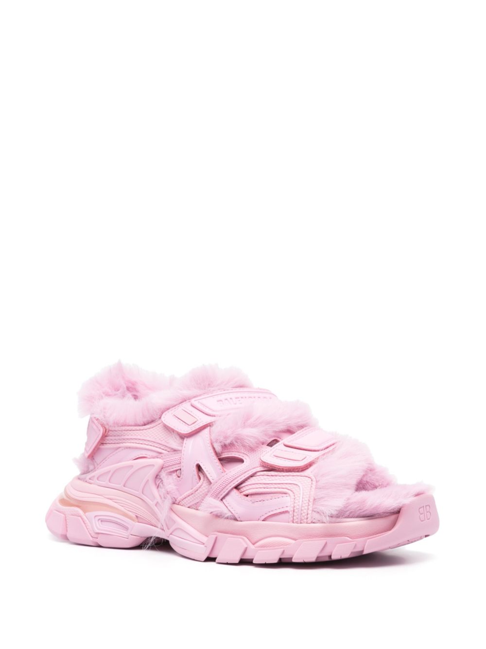 Balenciaga faux-fur Track sandals - Pink