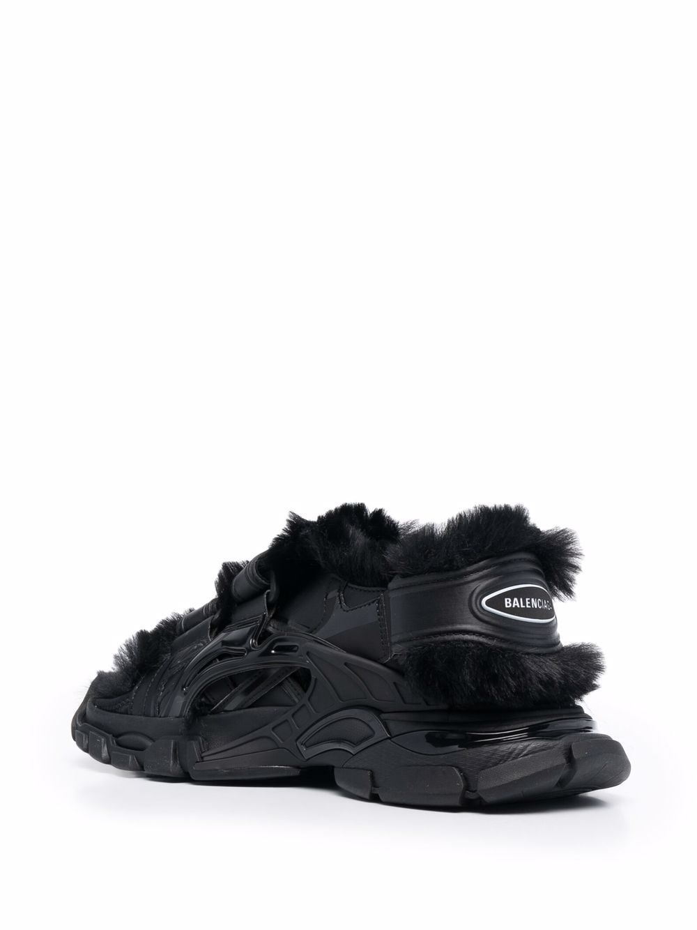 Shop Balenciaga Track Faux-fur Touch-strap Sandals In Black