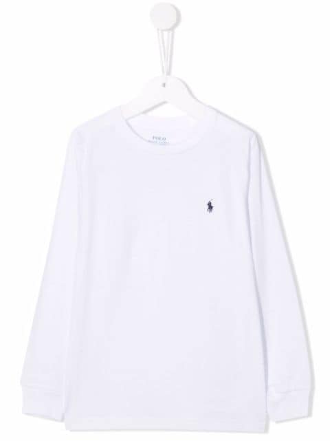 embroidered-logo round neck T-shirt