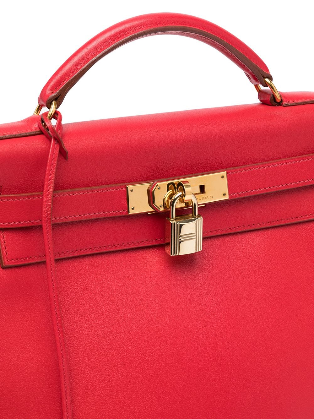 HERMES Kelly Ado GM Red Leather Gold Top Handle Carryall Backpack