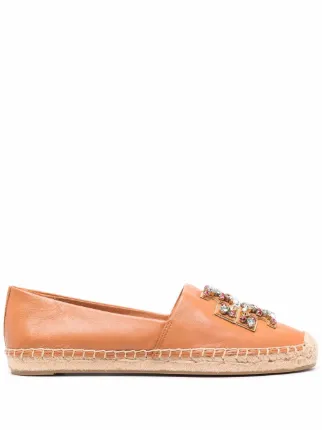 Tory Burch brown crystal-embellished logo loafers for women | 84239 at  