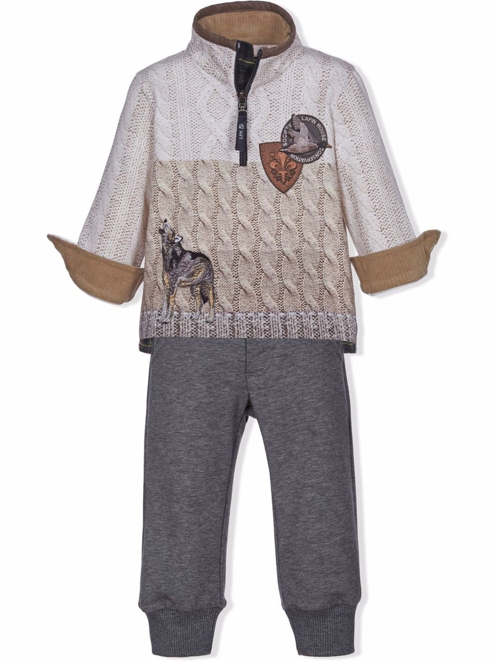 

Lapin House knit-print pullover tracksuit - Grey