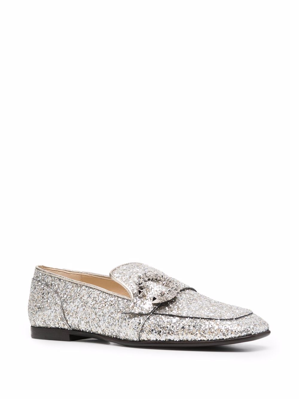 Jimmy Choo Mani loafers met glitter - Zilver