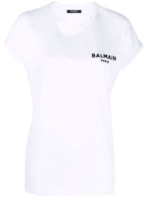 Balmain T-Shirt mit geflocktem Logo