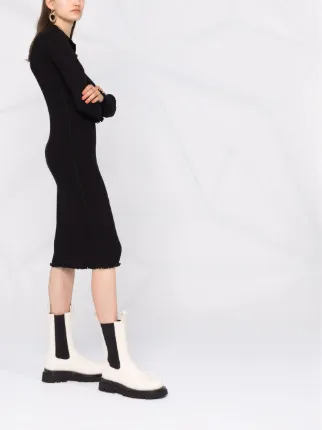 long-sleeve ribbed-knit dress展示图