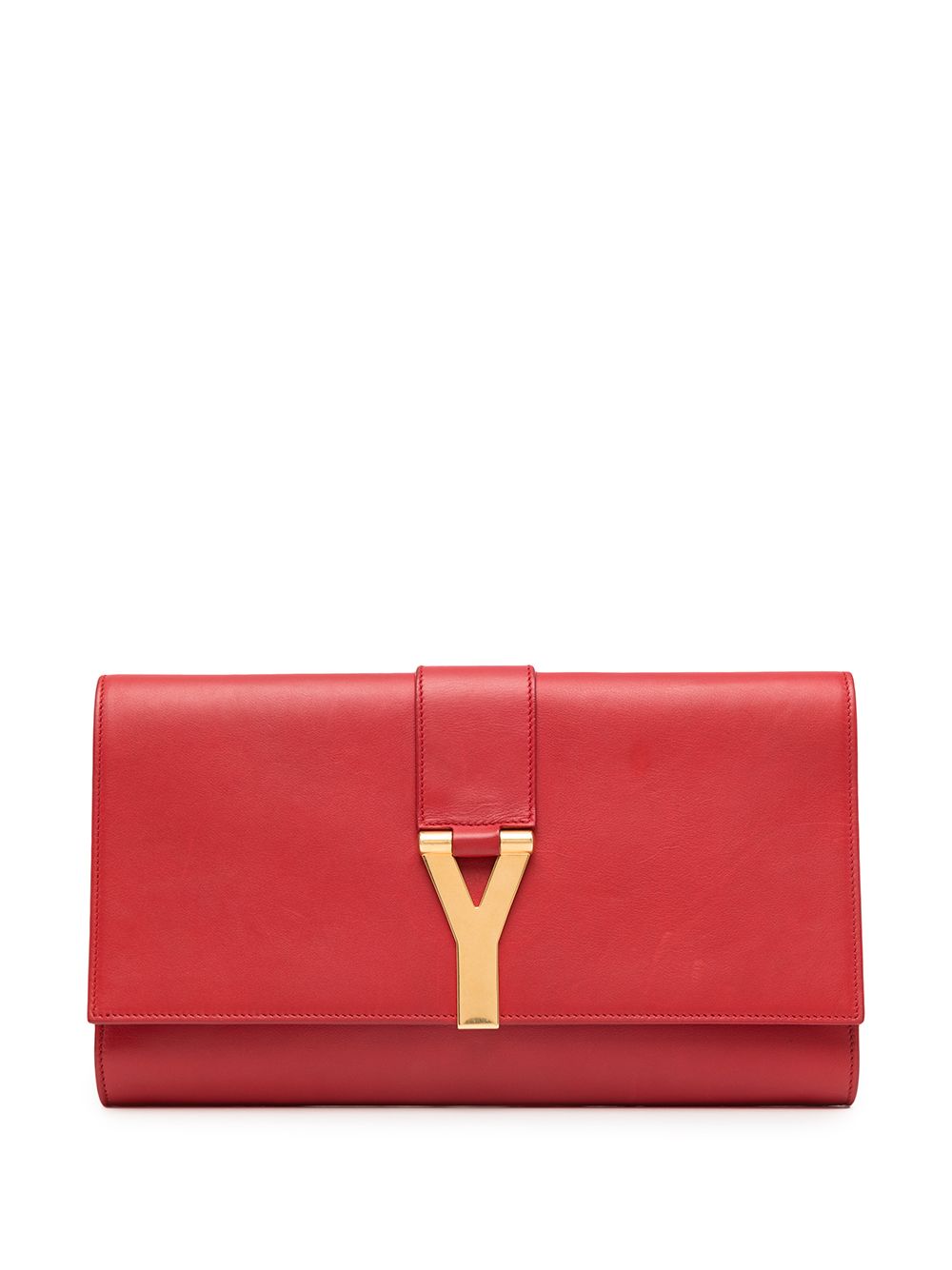 

Yves Saint Laurent Pre-Owned logo-plaque clutch bag - Red