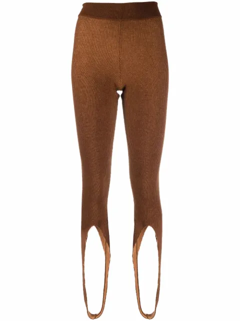 AMI AMALIA ribbed-knit stirrup-cuff leggings