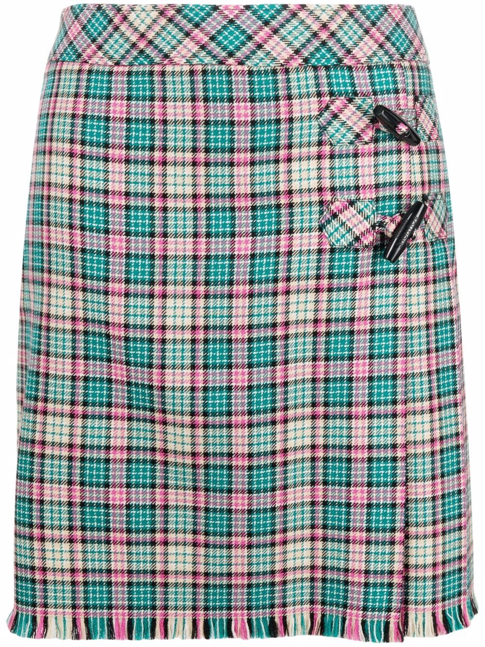 BOUTIQUE MOSCHINO CHECKED WOOL WRAP SKIRT