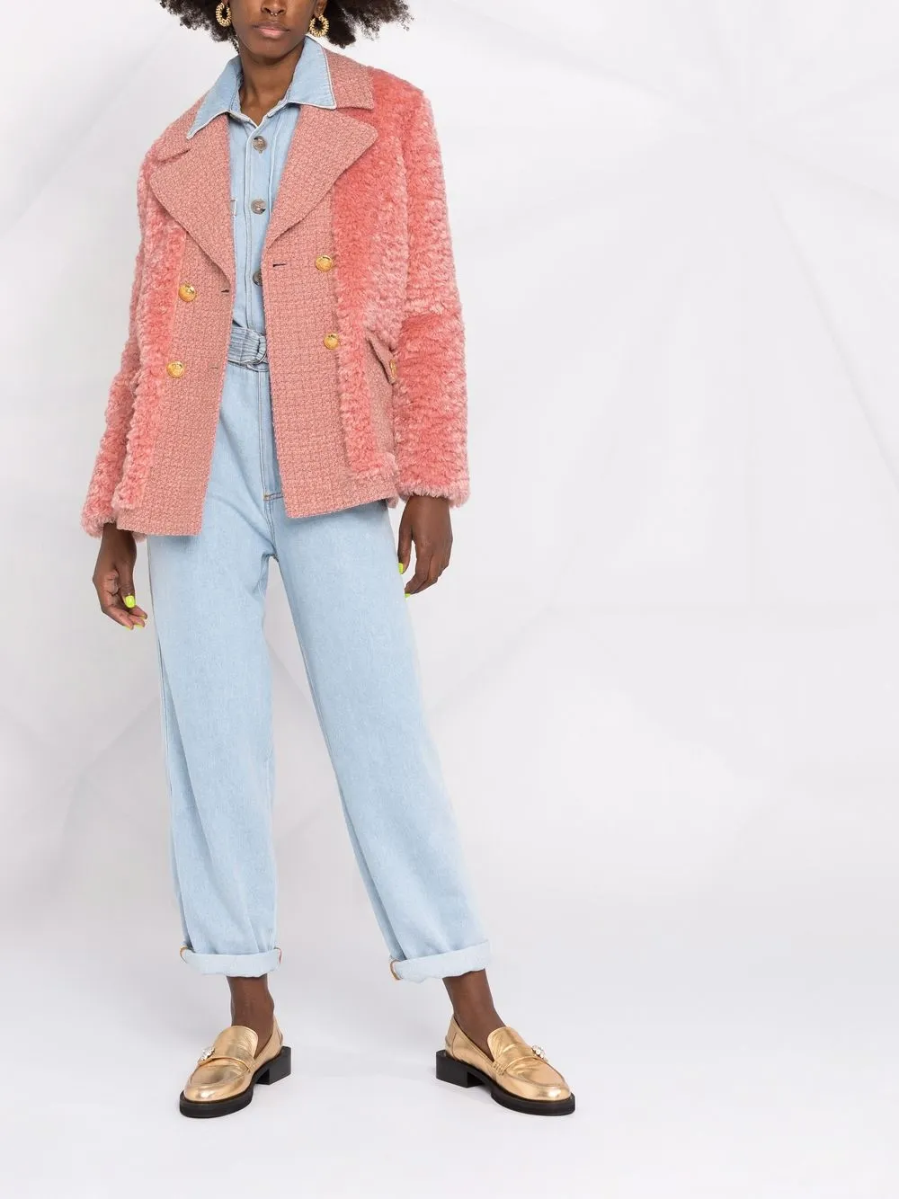 Boutique Moschino Blazer met dubbele rij knopen - Roze