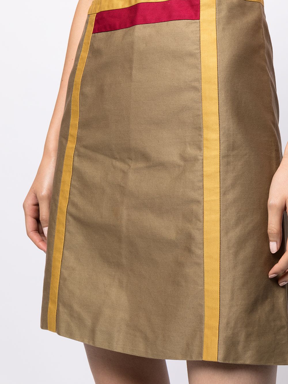 Pre-owned Prada Contrast-panel A-line Skirt In Neutrals