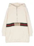 Gucci Kids Web-detailed half-zip hoodie - Neutrals