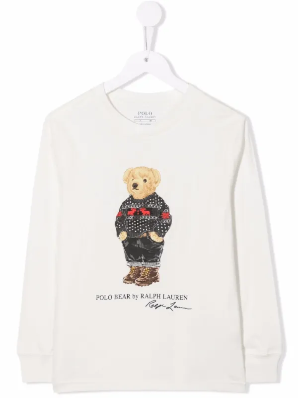 Shop Ralph Lauren Kids polo bear print 