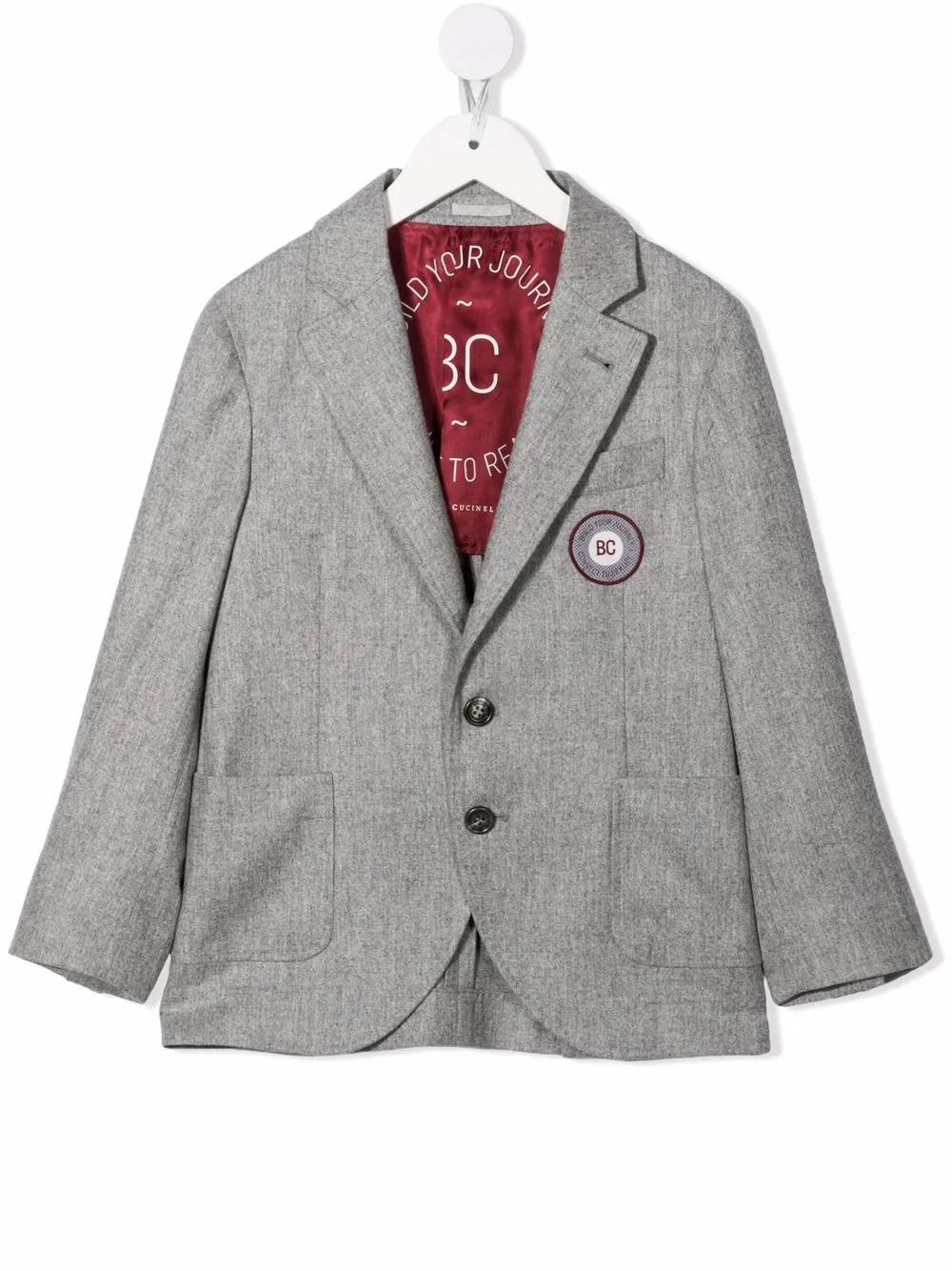 Brunello Cucinelli Kids однобортный блейзер с вышитым логотипом 81400₽