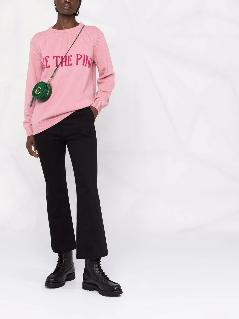  Alberta Ferretti Pullover Mit Slogan   Rosa 
