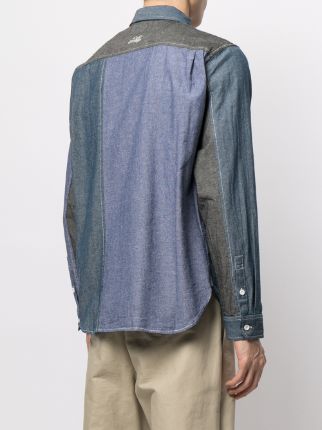 patchwork long-sleeve denim shirt展示图