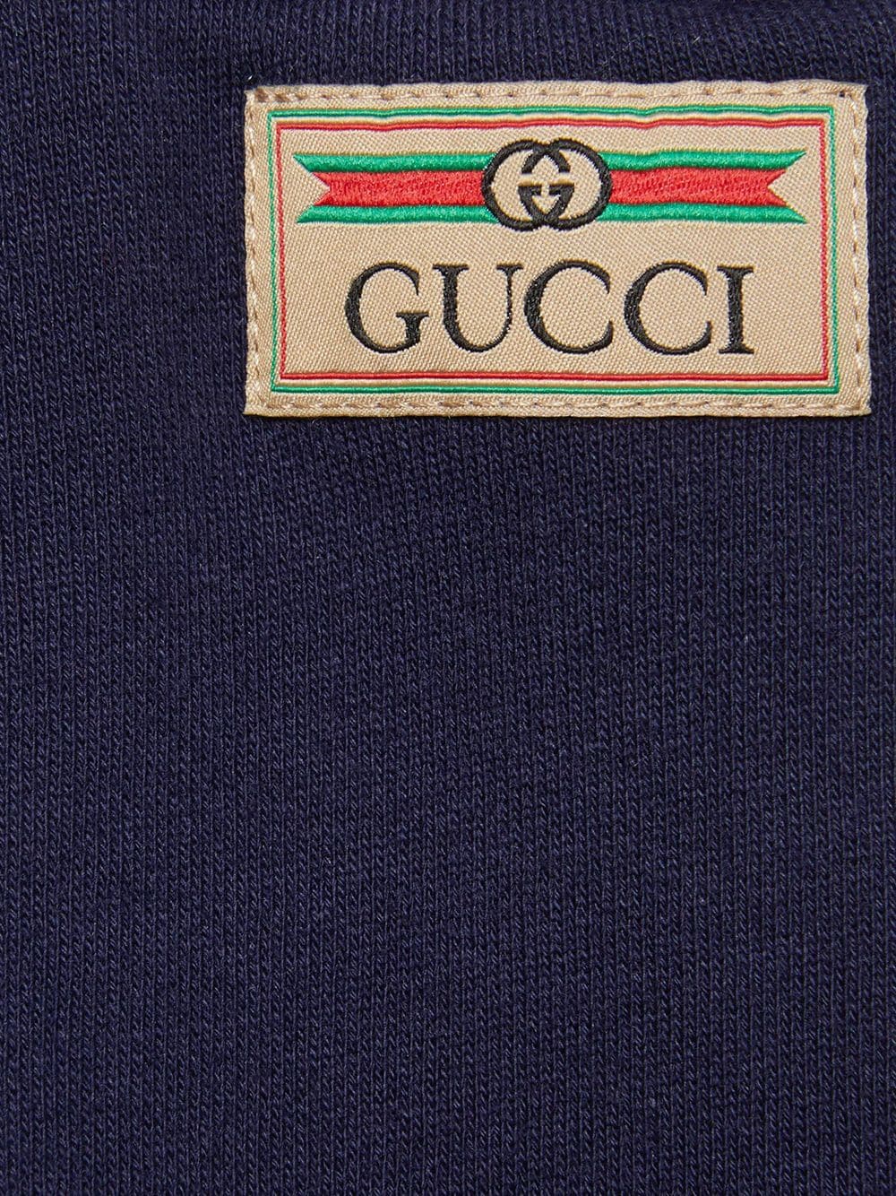 Shop Gucci Blue Logo Patch Track Pants