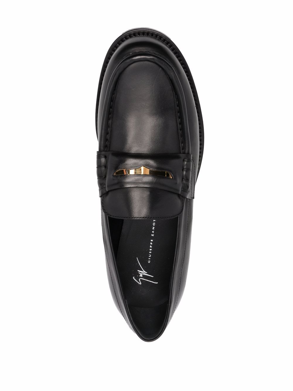 Shop Giuseppe Zanotti Euro Leather Loafers In Black