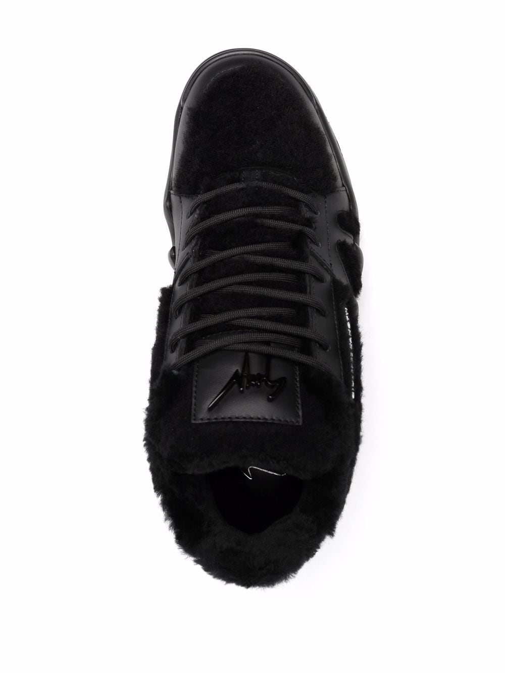 Shop Giuseppe Zanotti Talon Shearling-trim High-top Sneakers In Schwarz