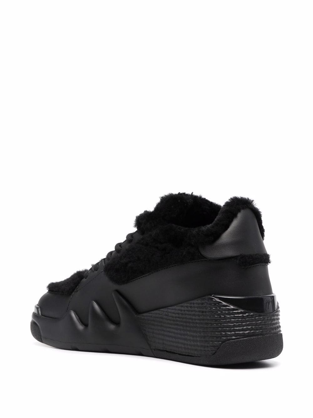 Shop Giuseppe Zanotti Talon Shearling-trim High-top Sneakers In Schwarz