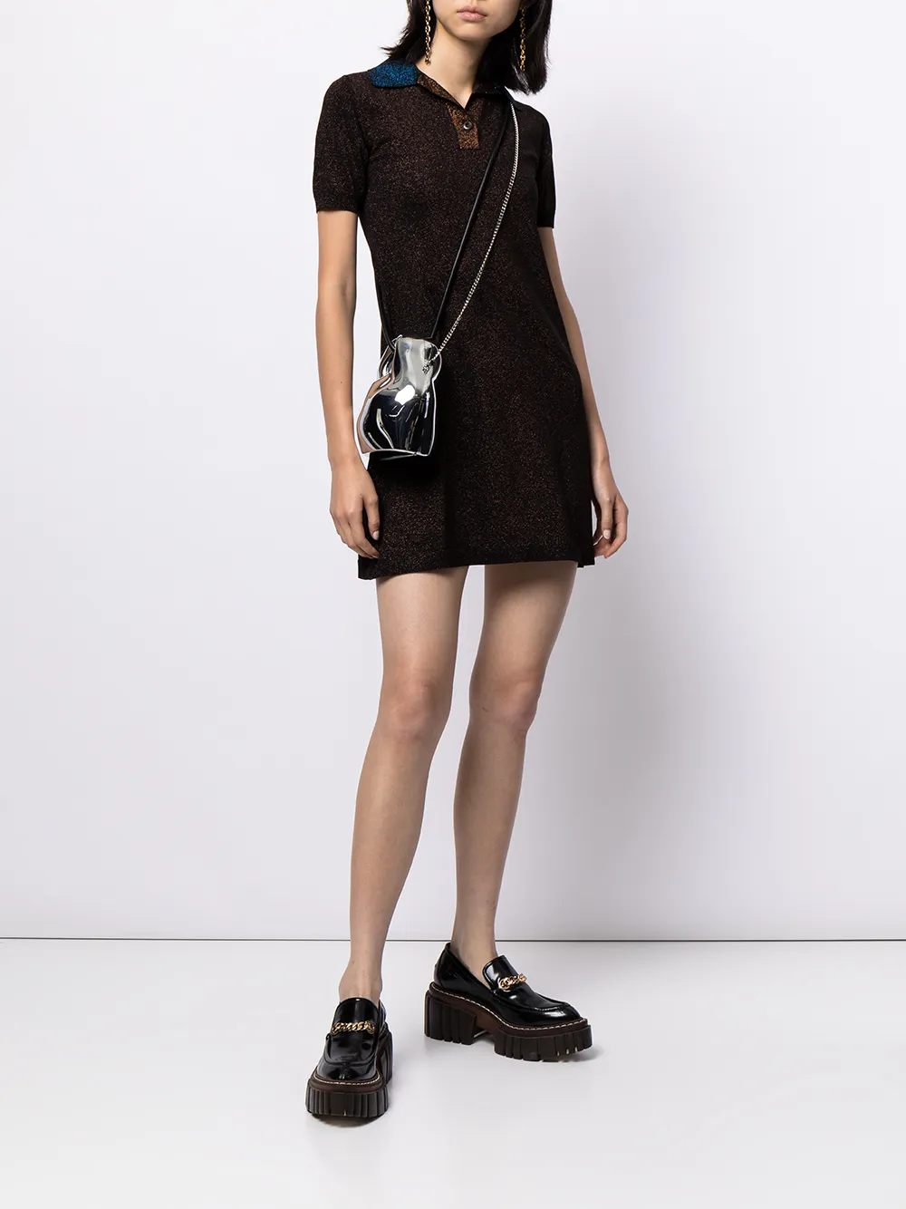 Image 2 of Prada Pre-Owned metallic-knit polo dress