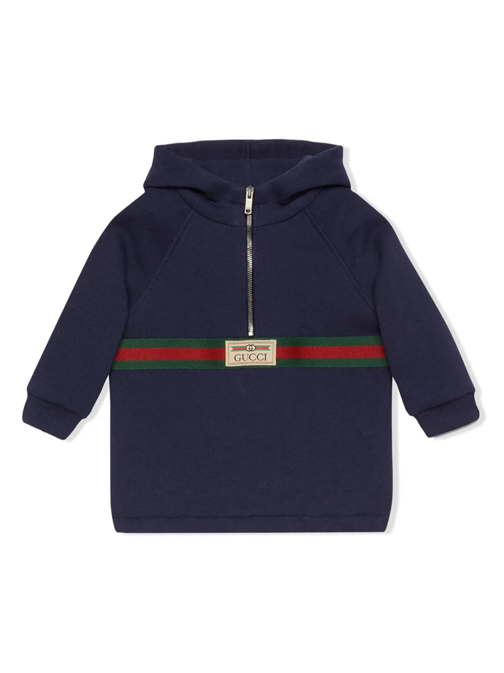 Blue Web-stripe Detail Hoodie