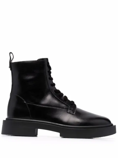polished-finish lace-up boots