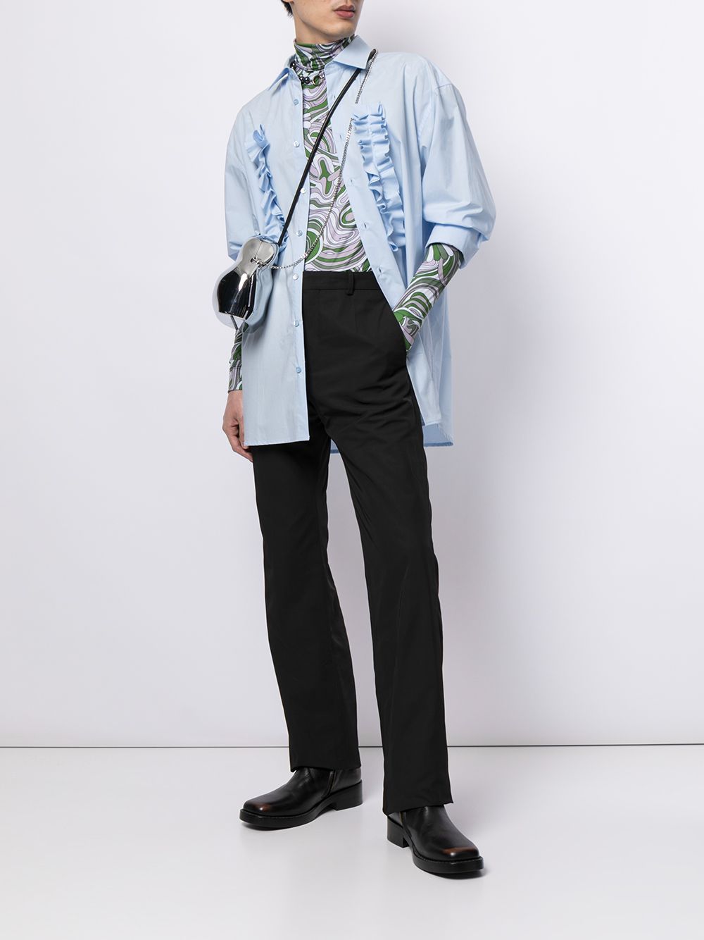 Raf Simons Overhemd met ruches Blauw