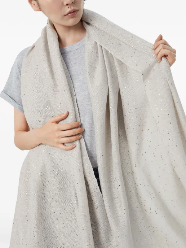スカーフ Brunello Cucinelli Sequin-Embroidered Cashme