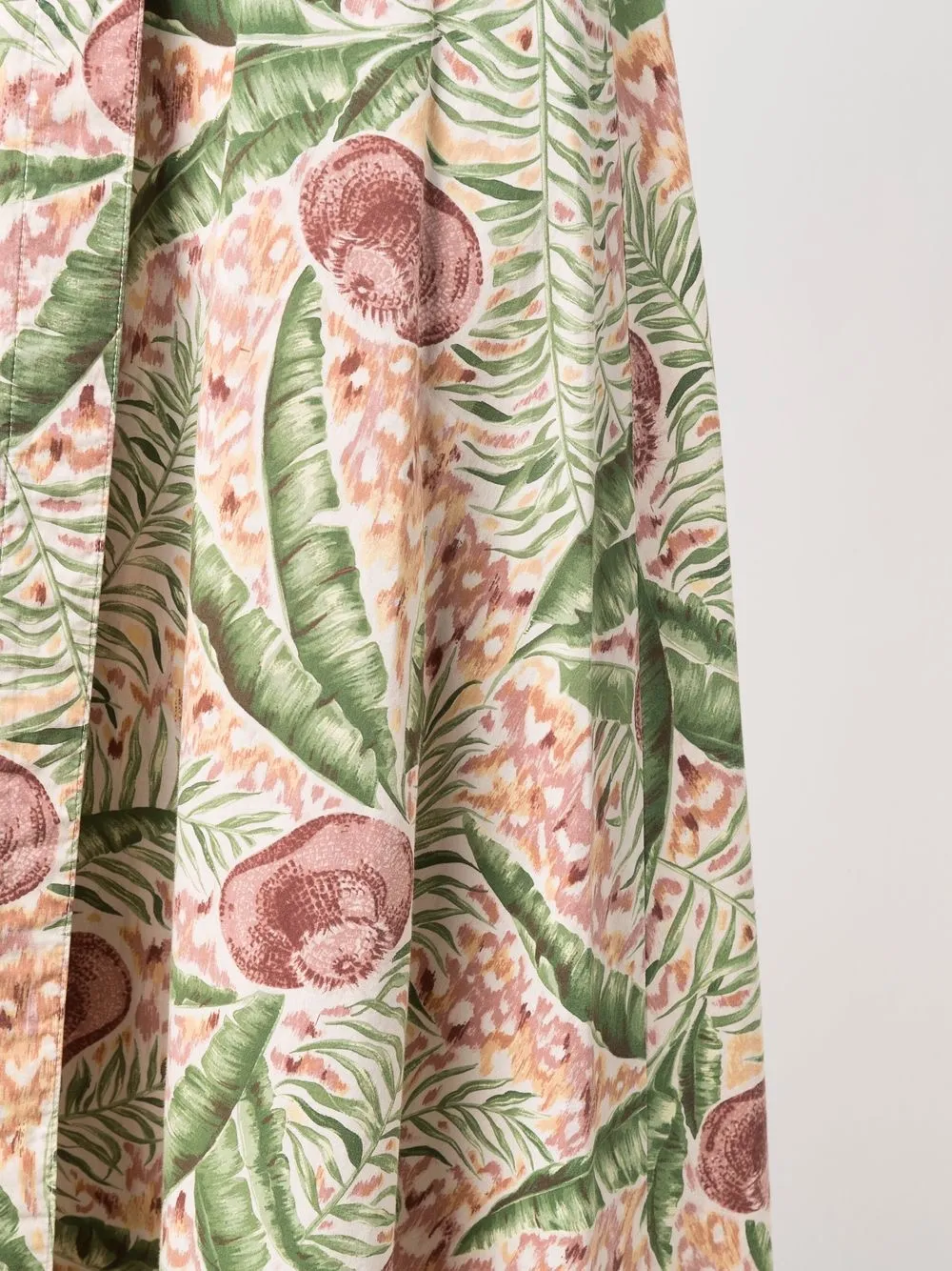 Pre-owned Hermes 1980s  Leaf-print Midi Skirt In 绿色