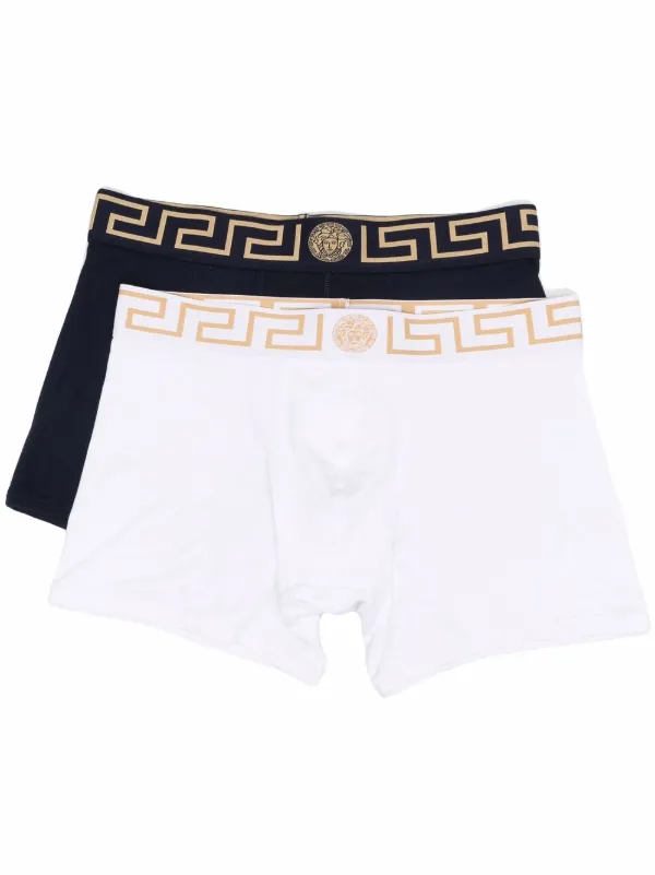 Versace Pack Of Two Greca Logo Boxers - Farfetch