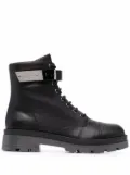 Giuseppe Zanotti engraved-logo lace-up boots - Black
