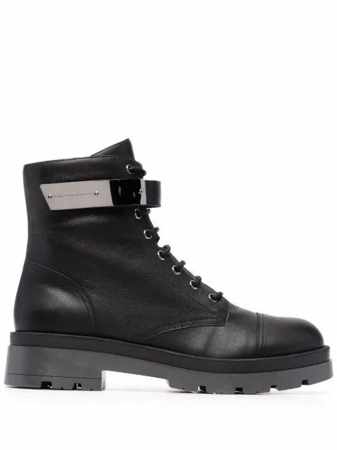 Giuseppe Zanotti engraved-logo lace-up boots