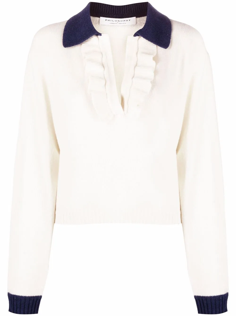 

Philosophy Di Lorenzo Serafini ruffle-trimmed collared jumper - Neutrals
