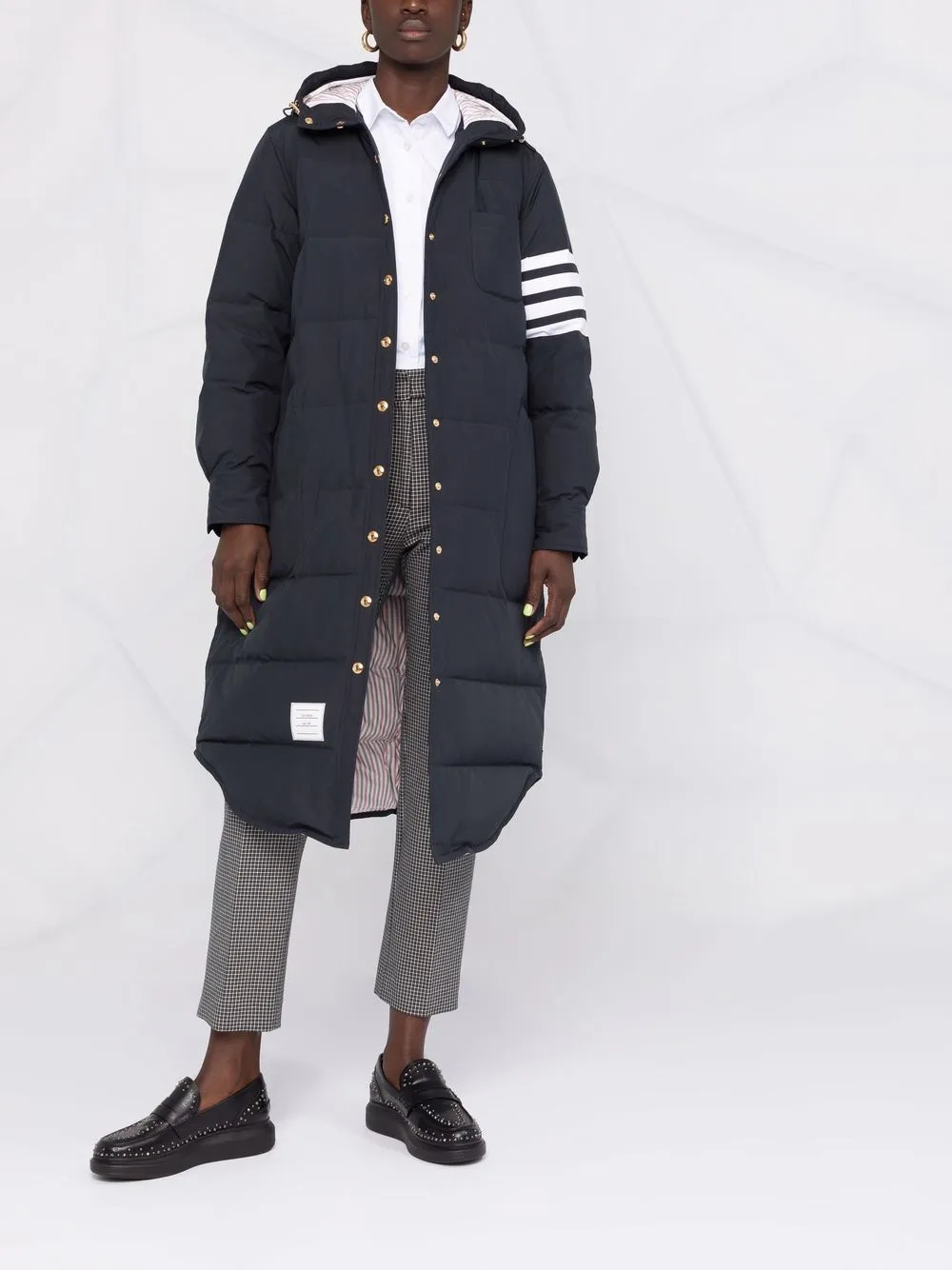 фото Thom browne пуховик с полосками 4-bar