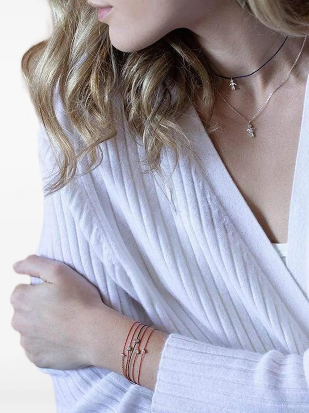 Redline Yellow Gold Pure Diamond Red Cord Bracelet | Image 2