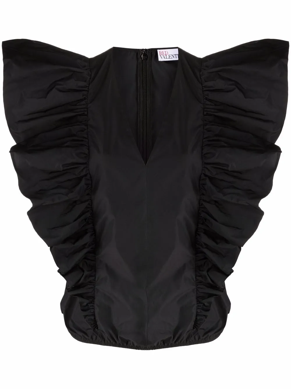 

RED Valentino V-neck ruffled top - Black