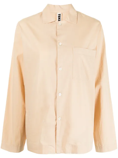 TEKLA poplin long-sleeve pajama shirt