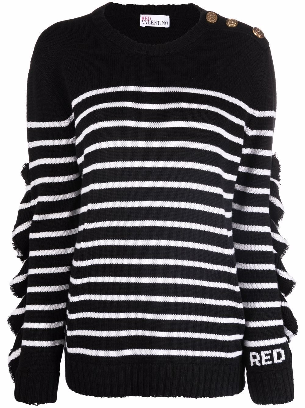 

RED Valentino horizontal-stripe long-sleeve jumper - Black