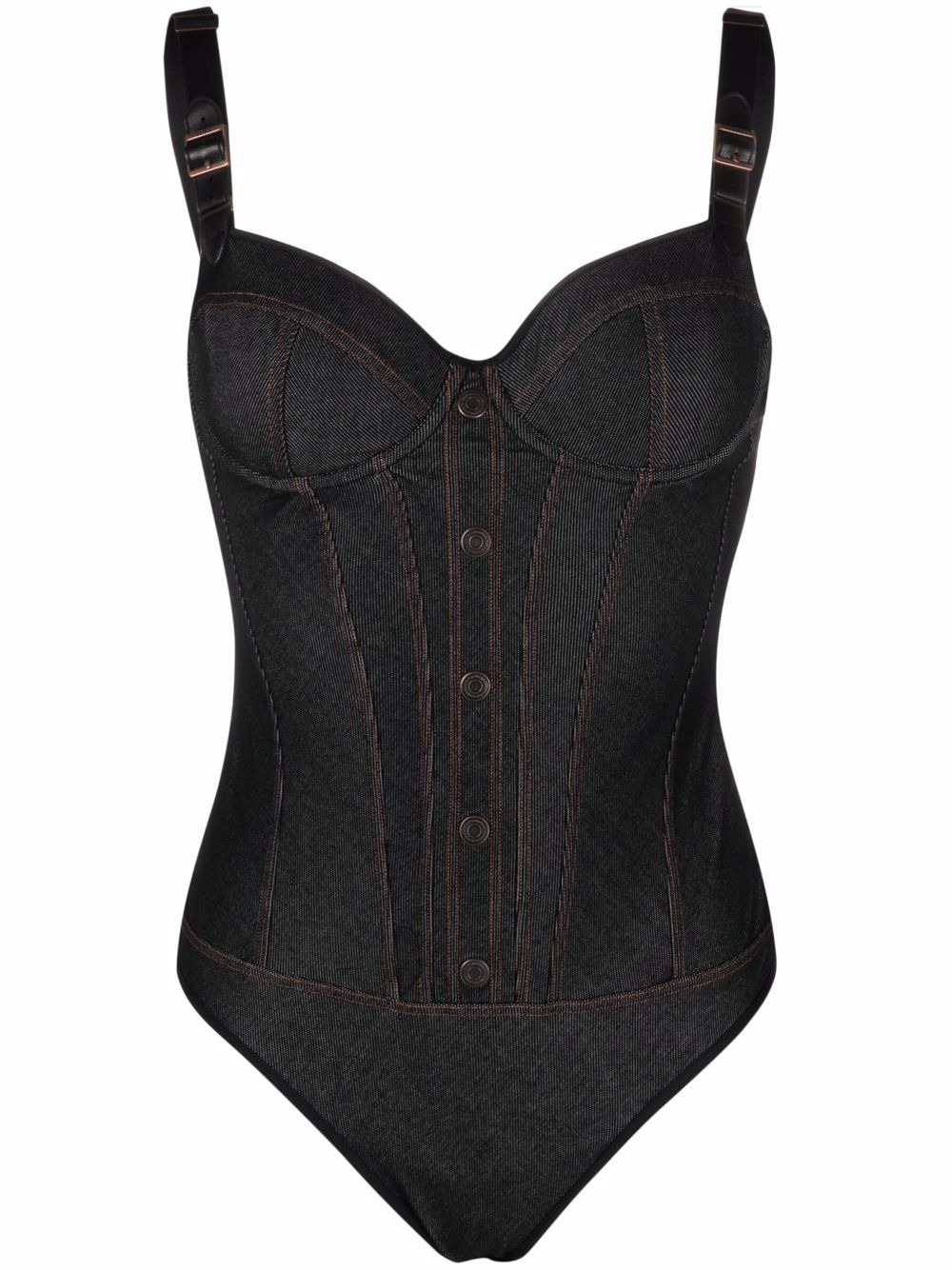 Marlies Dekkers denim-effect Corset Bodysuit - Farfetch