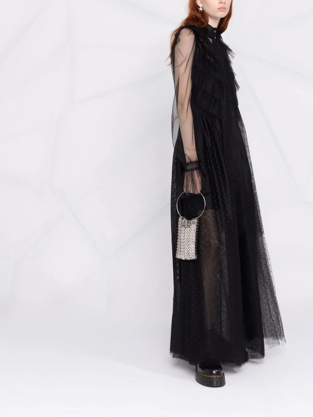 фото Red valentino полупрозрачное платье с оборками