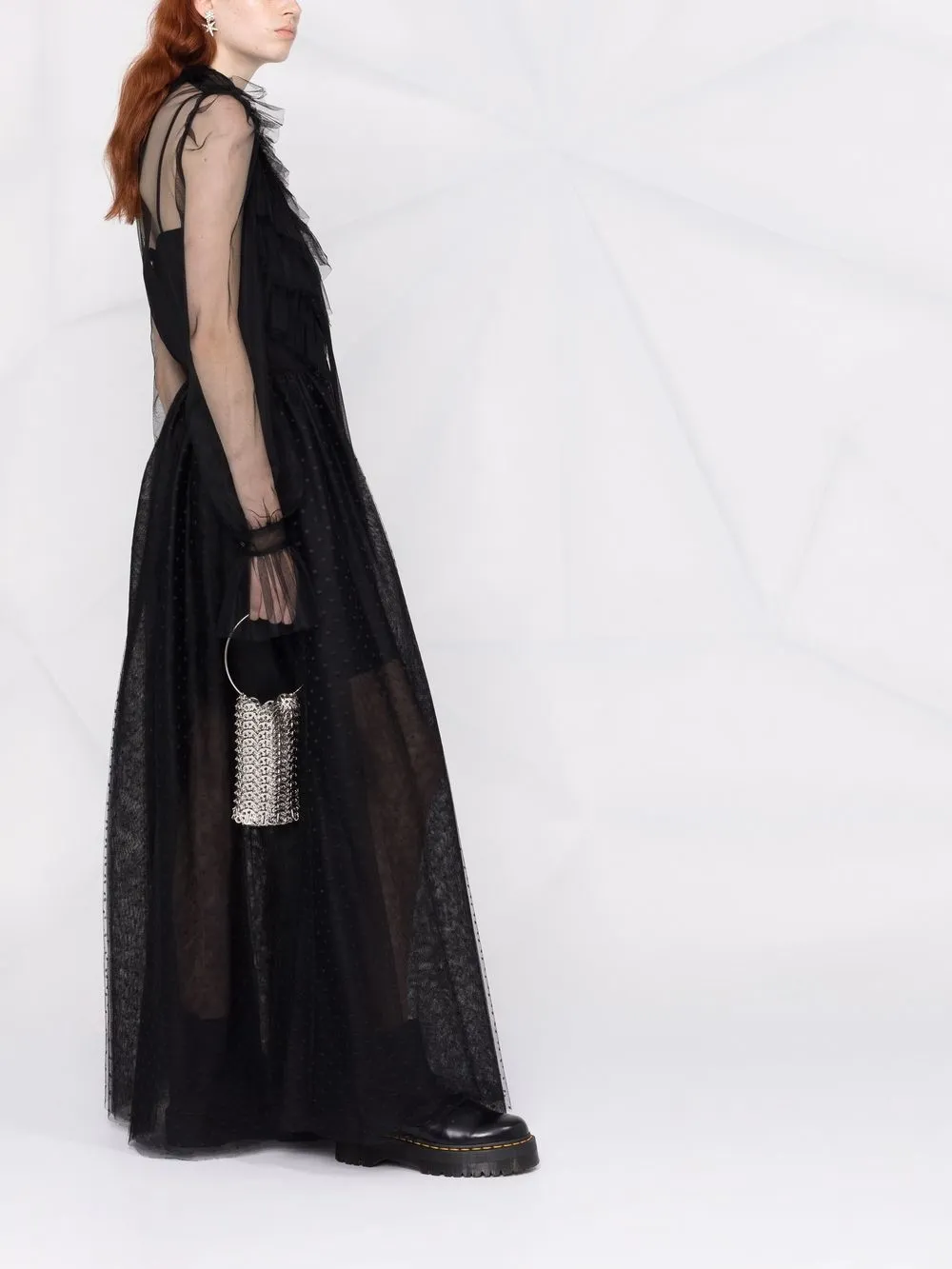 фото Red valentino полупрозрачное платье с оборками