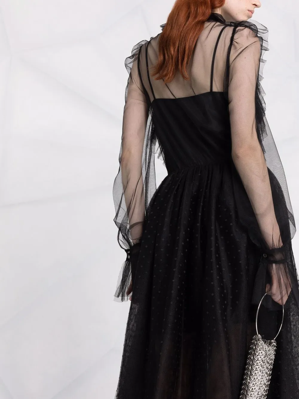 фото Red valentino полупрозрачное платье с оборками
