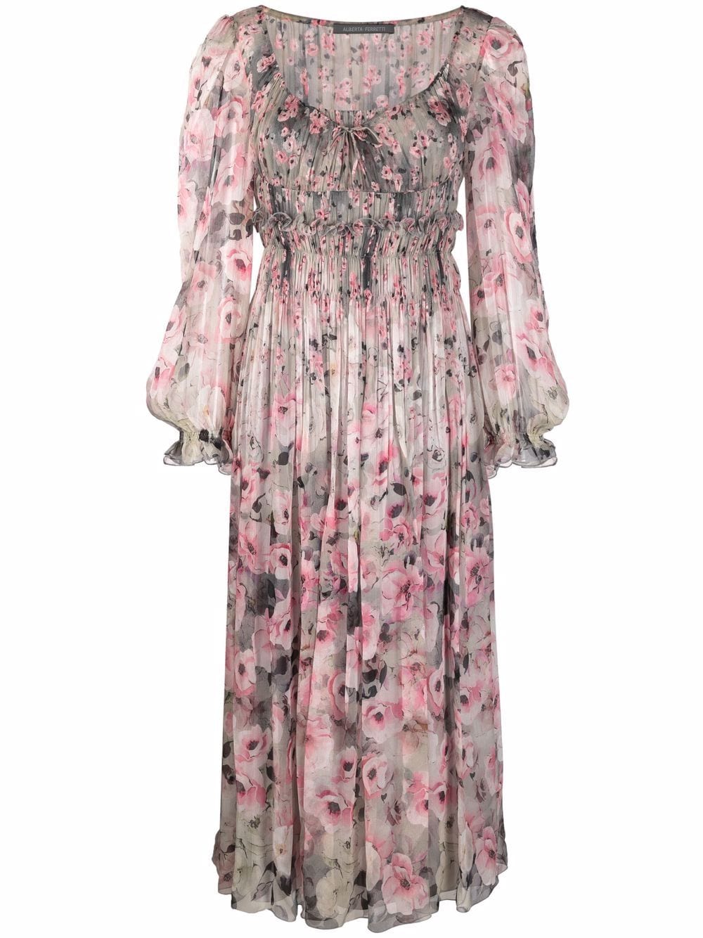 Alberta Ferretti floral-print Silk Midi Dress - Farfetch