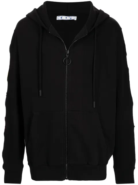off white patch zip hoodie