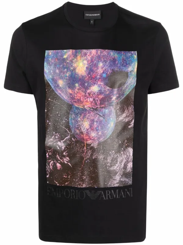 Emporio Armani Graphic Print Cotton T Shirt Farfetch