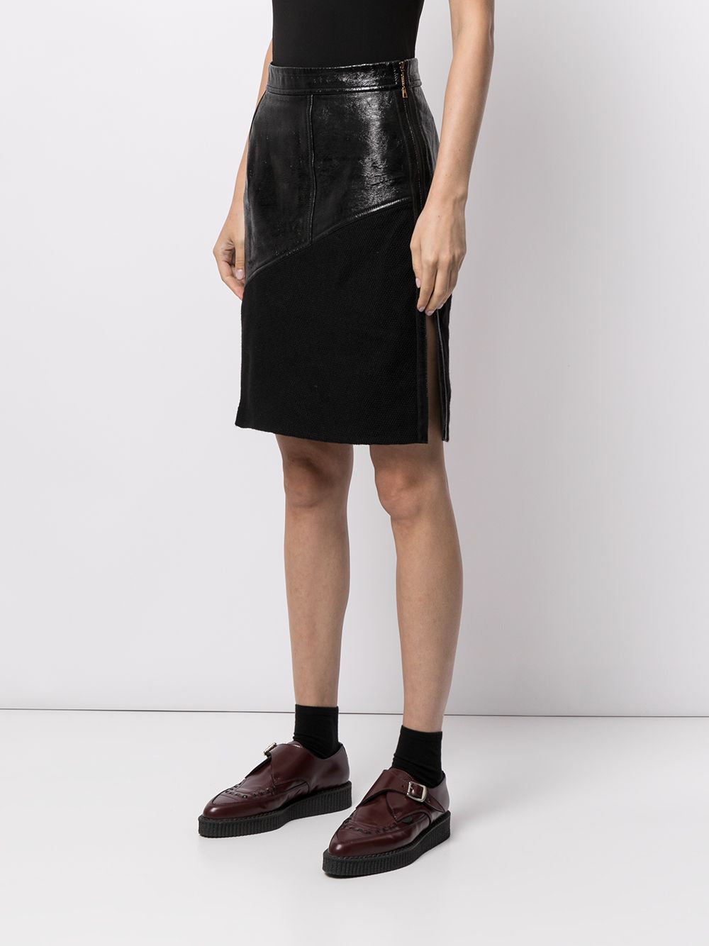Louis Vuitton 2010s Black Leather Prototype Paneled Skirt · INTO