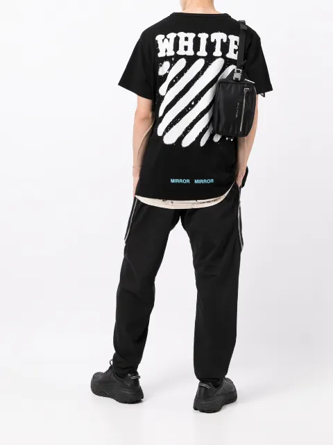 off white diagonal spray tee